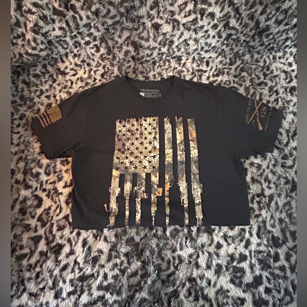 GRUNT STYLE large camouflage flag T-shirt